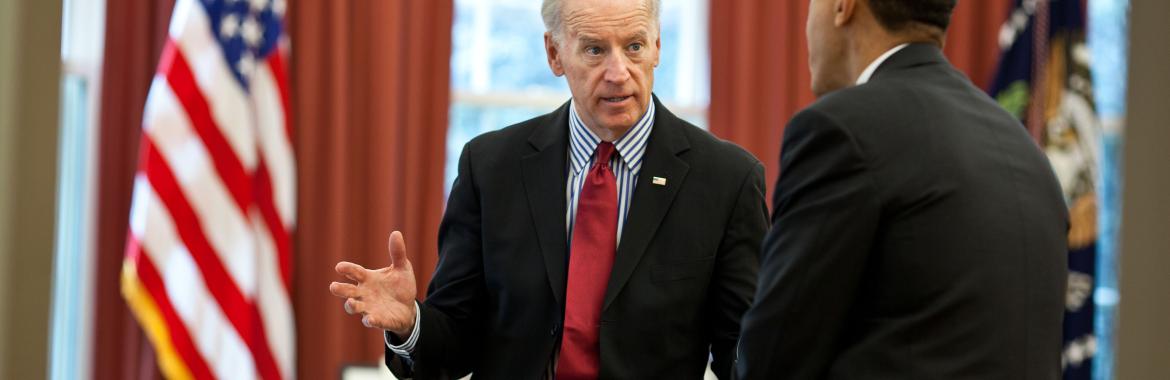 President Barack Obama talks with Vice President Joe Biden in the Oval Office in between meetings to discuss the ongoing budget negotiations on April 8, 2011.