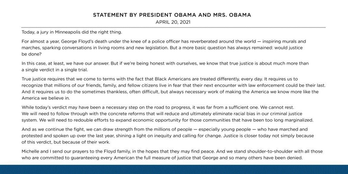 Statement by President Obama and Mrs. Obama image