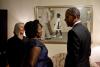 President Barack Obama, Ruby Bridges, and representatives of the Norman Rockwell Museum: Laurie Norton Moffatt, CEO, and Anne Morgan, President of the Board, view Rockwell's painting "The Problem We All Live With" hanging in a West Wing hallway near the O