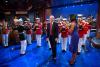 First Lady Michelle Obama surprises David Letterman with a performance by the United States Marine Band for “The Late Show with David Letterman” in New York City, April 30, 2015.